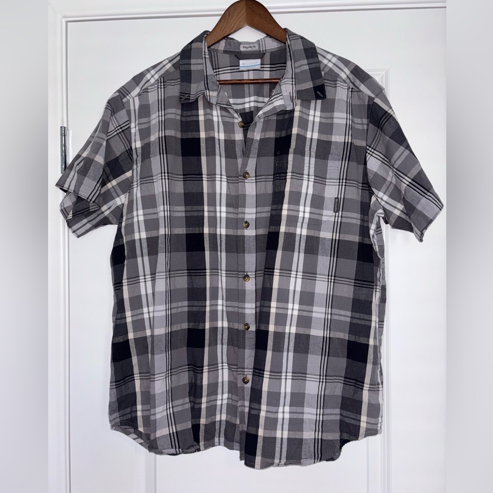 Columbia Black and Gray Checkered Shirt